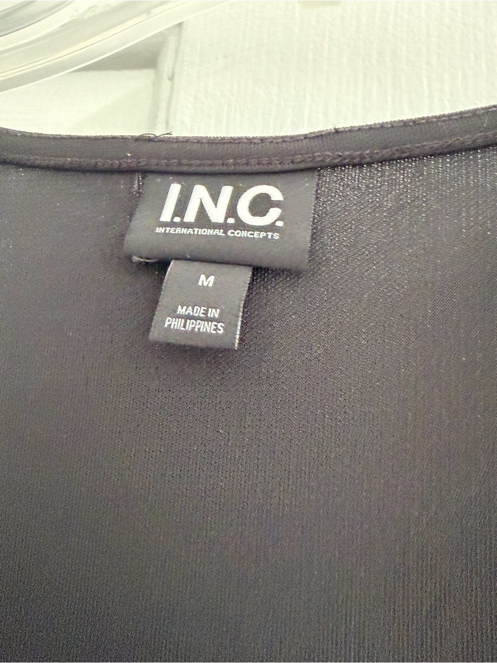 INC International Concepts Black Sleeveless Draped Top with Gold Zip - Picture 3 of 4